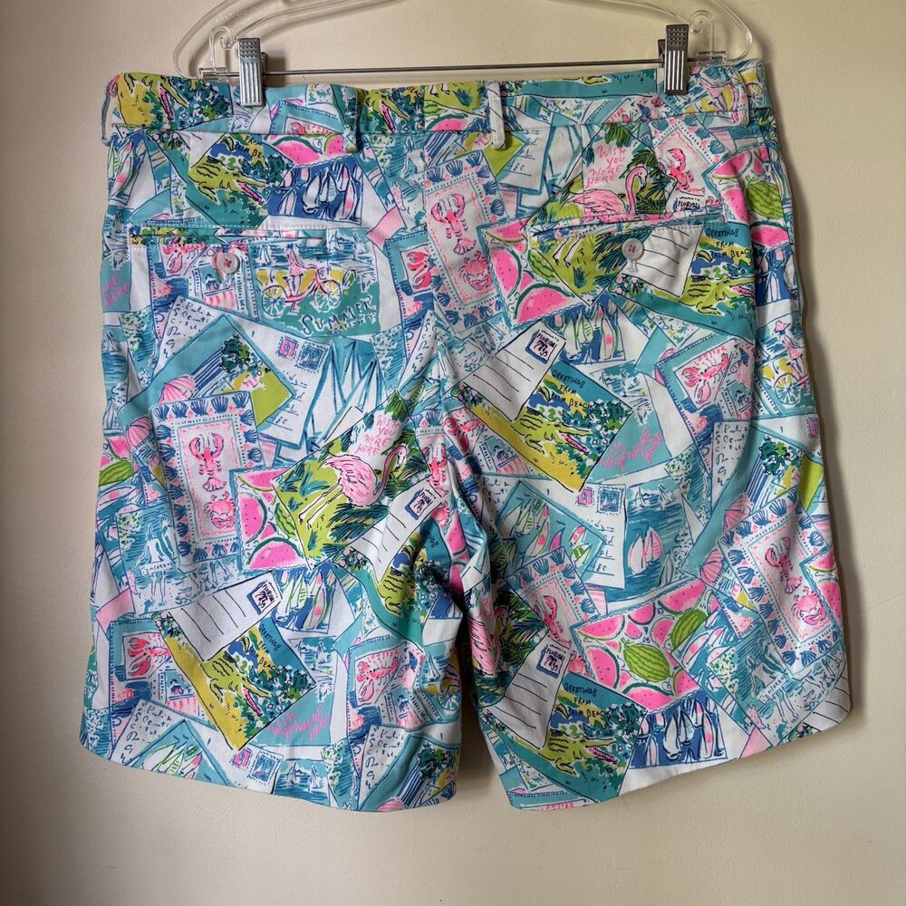 Lilly Pulitzer Mens Beaumont Shorts 38 Coastal Novelty Print Flamingo Beach - Picture 5 of 15